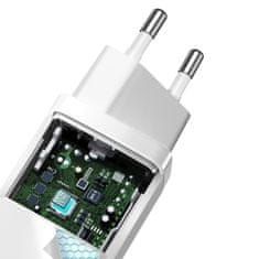 BASEUS Baseus GaN2 Lite punjač, USB + USB-C, 65W, EU, bijeli, brzo punjenje za dva uređaja