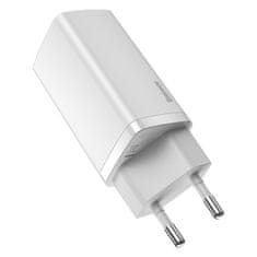 BASEUS Baseus GaN2 Lite punjač, USB + USB-C, 65W, EU, bijeli, brzo punjenje za dva uređaja