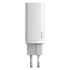 BASEUS Baseus GaN2 Lite punjač, USB + USB-C, 65W, EU, bijeli, brzo punjenje za dva uređaja
