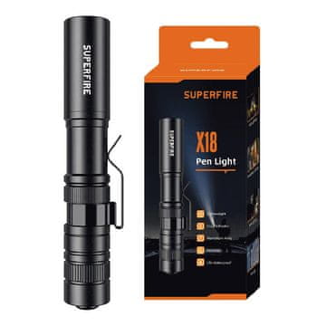 Superfire Superfire X18 LED svjetiljka, 55 lm, 5W, 5 načina, 38 m, crna