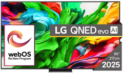 LG QNED86 evo AI TV, 4K, 218 cm (86QNED86A3A.AEU)