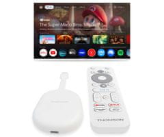Thomson 150 Go Cast multimedijski player, 4K, Google TV, WiFi, BT, Chromecast, daljinski upravljač, bijela