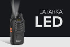 Rebel TOOLS ACA. Ručno prijenosna radio stanica LED 1500mAh do 4 km PMR + slušalice