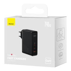 BASEUS USB-C i USB punjač Baseus GaN5 Pro 140W, crni, 3 uređaja istovremeno