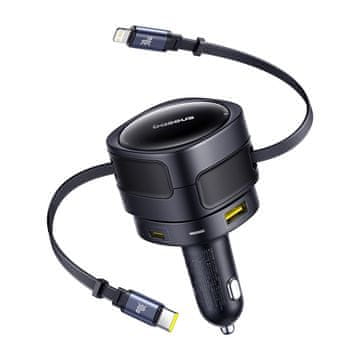BASEUS USB-C i Lightning auto punjač Baseus Enjoyment Max 90W, 4 uređaja, crni