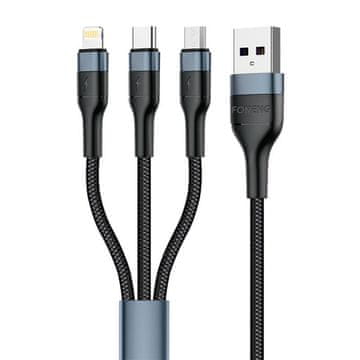 Foneng Foneng 3-U-1 Kabel Usb Na Lightning Micro Usb Usb-C Za Pametne Telefone 1,2 M 3 A