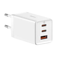 BASEUS Baseus GaN5 Pro 2xUSB-C + USB punjač, 65W, bijeli, brzina punjenja, putni uređaj