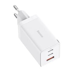 BASEUS Baseus GaN5 Pro 2xUSB-C + USB punjač, 65W, bijeli, brzina punjenja, putni uređaj