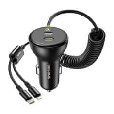 BASEUS Baseus 60W Auto Punjač s USB-C i Lightning Kabelom - Crni