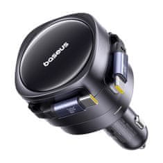 BASEUS Baseus Enjoyment Max punjač za automobil s USB-C+USB-C kabelima, 60W, crni