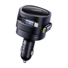 BASEUS Baseus Enjoyment Max punjač za automobil s USB-C+USB-C kabelima, 60W, crni