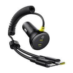 BASEUS Baseus 60W Auto Punjač s USB-C i Lightning Kabelom - Crni