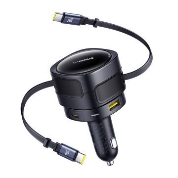 BASEUS Baseus Enjoyment Max auto punjač 90W s USB-C i USB-A portovima, crni