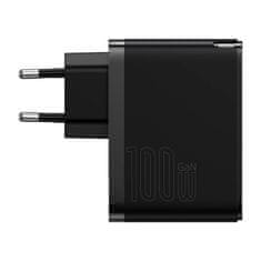 BASEUS Brzi punjač Baseus GaN5 Pro, 100W, USB-C + USB-A, s kabelom, crni