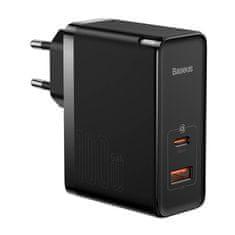 BASEUS Brzi punjač Baseus GaN5 Pro, 100W, USB-C + USB-A, s kabelom, crni