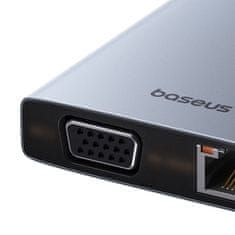 BASEUS Hub 13w1 Baseus PortalJoy USB-C s HDMI, DP, VGA, USB, RJ45, SD/TF, 3.5mm, sivo
