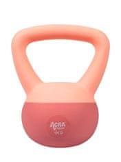 ACRAsport ACRA Soft PVC Kettlebell 1 kg, ružičasti