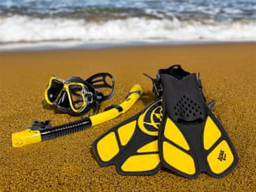 ACRAsport Set za ronjenje 3 u 1, ŽUTI, S/M – peraje 36–41, maska, disalica