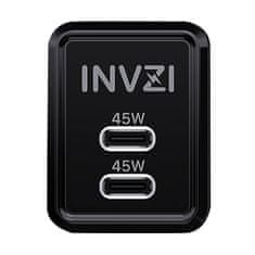 INVZI Brza punjač INVZI GaN 2x USB-C, 45W, EU, crna - Sposobnost punjenja 2 uređaja istovremeno