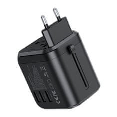 Choetech Putna punjač Choetech PD5008, 3xUSB-A, 2xUSB-C, GaN, 35W, za US/EU/UK/AU, crna