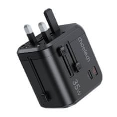 Choetech Putna punjač Choetech PD5008, 3xUSB-A, 2xUSB-C, GaN, 35W, za US/EU/UK/AU, crna