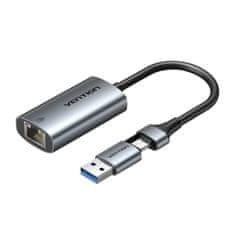 Vention Adapter Vention USB-A + USB-C za Gigabit Ethernet 0.15m - Brza i stabilna veza
