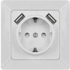 EMOS utičnica s USB-om, 2,1 A maks., schuko, bijela (A6000.1)