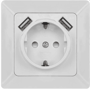EMOS utičnica s USB-om, 2,1 A maks., schuko, bijela (A6000.1)