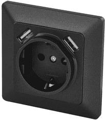 EMOS utičnica s USB 2.1A maks., schuko, antracit (A6000.3)