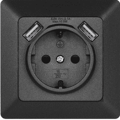 EMOS utičnica s USB 2.1A maks., schuko, antracit (A6000.3)