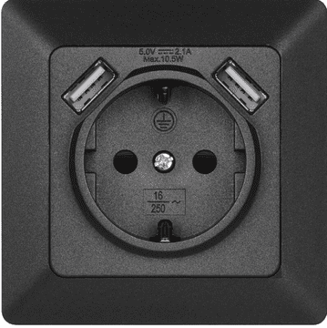 EMOS utičnica s USB 2.1A maks., schuko, antracit (A6000.3)