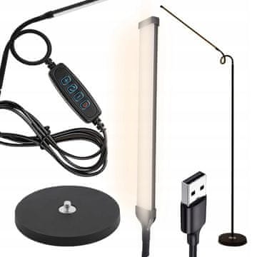Dexxer 12W LED pokretna podna lampa 180cm USB crna