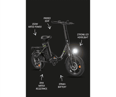 isinwheel U4 električni bicikl, sklopivi, 250 W, do 88 km, crni