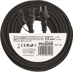 EMOS produžni kabel, 25 m, vanjski, 1 utičnica, guma-neopren, 250 V, 2,5 mm2, crni (P01825R)