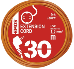 EMOS produžni kabel, 30 m, 1 utičnica, PVC, 250 V, 1,5 mm2, narančasti (P01230R)