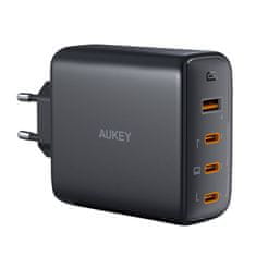 Aukey Aukey PA-B7S Punjač 100W GaN, 1xUSB-A, 3xUSB-C, Crni, za višestruko punjenje uređaja