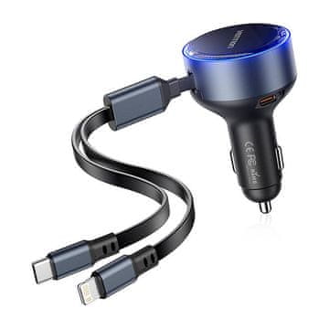 Vention Brza auto punjač Vention FFOB0 USB-C s Lightning kabelom, 30W, 3 uređaja