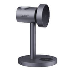 Aukey Aukey MagFusion 3 u 1 Bežični Punjač, 15W Qi2, Siva, za iPhone, Apple Watch i AirPods