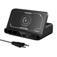 Blitzwolf Blitzwolf BW-S27 160W punjač, 2xUSB-A, 4xUSB-C, bežično punjenje (crni)
