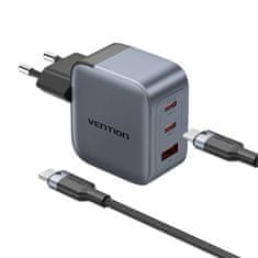 Vention Vention 70W GaN USB-C + USB-A punjač + USB-C-C kabel 1m, siva
