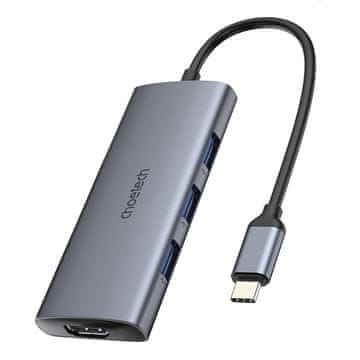 Choetech Adapter 7 u 1 Choetech HUB-M19 USB-C - Srebrni, 4K HDMI, 5 Gb/s, SD/TF Utori