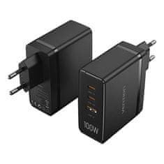 Vention Punjač Vention FEGB0-EU 100W, 2xUSB-C, 1xUSB-A, GaN, crni, 3 porta