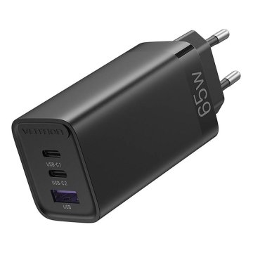 Vention Vention FEDB0-EU 65W/30W/30W GaN punjač s 2xUSB-C i 1xUSB-A, crni