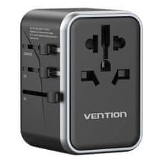 Vention Univerzalni putni adapter 65W Vention FJFB0 GaN - 2xUSB-C, 2xUSB-A (crni)