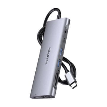 Lention Lention 8w1 Adapter/HUB 1m - USB-C, HDMI, 4K@60Hz, brzi prijenos podataka, sivi