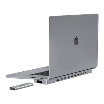 INVZI Hub USB-C za MacBook Pro 13" / 14" INVZI MagHub 12w2 s SSD utorom (siva)