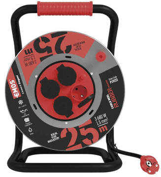 EMOS produžni kabel, 25 m, 4 utičnice, guma-neopren, 230 V, 1,5 mm2, vanjski, crni (P19222)