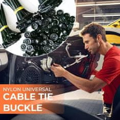 Netscroll Univerzalne najlonske vezice s kopčom i gumbom, UV otporne, za auto popravke i organizaciju kabela, set od 50 komada, CableTies