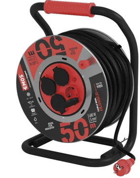 EMOS produžni kabel, 50 m, 4 utičnice, guma-neopren, 230 V, 1,5 mm2, vanjski, crni (P19223)