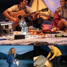 Netscroll 5 u1 višenamjenska solarna LED svjetiljka s ventilatorom, zvučnikom, powerbank baterijom, kompasom, USB i solarnim punjenjem, Fan
